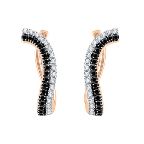 KATARINA Black and White Diamond Hoop Earrings (3/4 cttw)