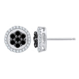 10K White Gold~Black and White Diamond, Sterling Silver~Black and White Diamond