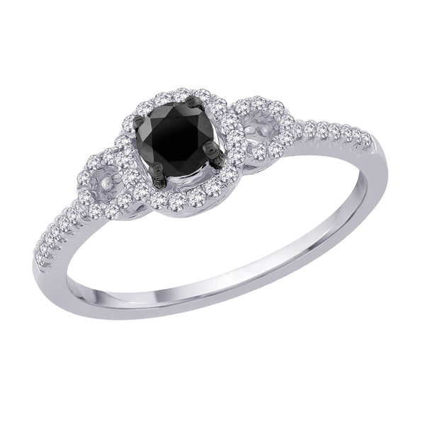 10K White Gold~Black and White Diamond