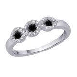 14K White Gold~Black and White Diamond, 10K White Gold~Black and White Diamond, Sterling Silver~Black and White Diamond