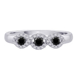 Sterling Silver~Black and White Diamond