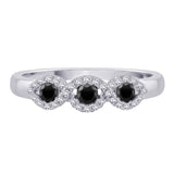 Sterling Silver~Black and White Diamond