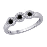 14K White Gold~Black and White Diamond, 10K White Gold~Black and White Diamond, Sterling Silver~Black and White Diamond