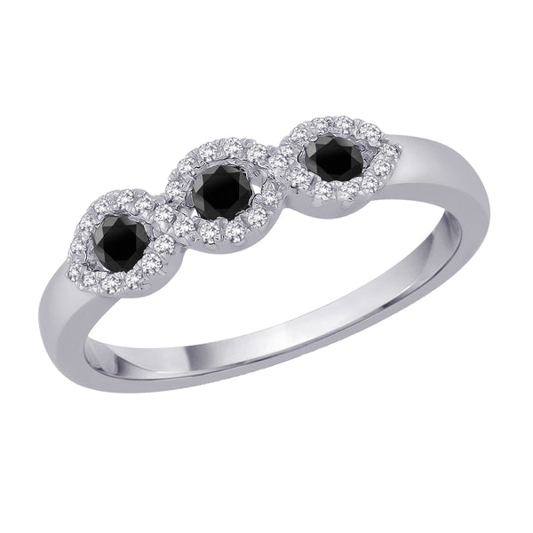 14K White Gold~Black and White Diamond, 10K White Gold~Black and White Diamond, Sterling Silver~Black and White Diamond