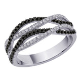 14K White Gold~Black and White Diamond, 10K White Gold~Black and White Diamond, Sterling Silver~Black and White Diamond