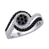 Sterling Silver~Black and White Diamond