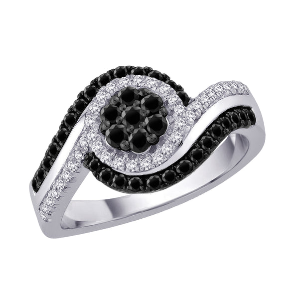 Sterling Silver~Black and White Diamond