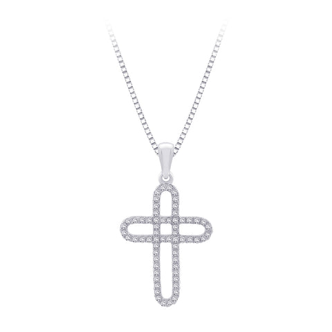KATARINA 1/4 cttw Diamond Cross Pendant Necklace GH-I2-I3