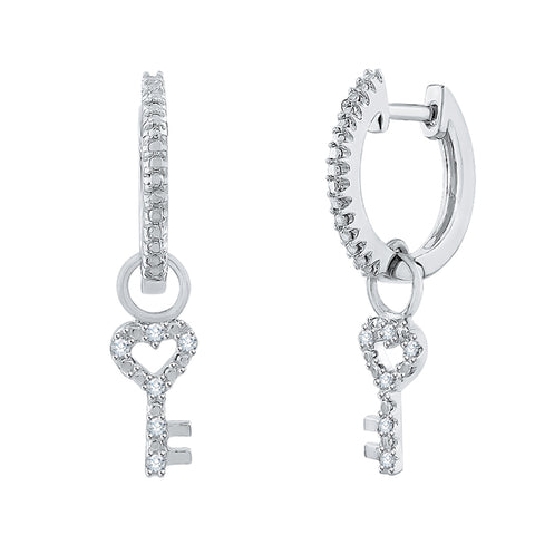 KATARINA Diamond Huggie Earrings with Key Danglers (1/20 cttw)