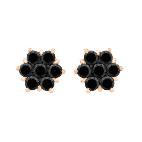 KATARINA Black Diamond Floral Earrings (2/3 cttw)