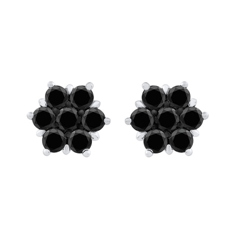 KATARINA Black Diamond Floral Earrings (2/3 cttw)