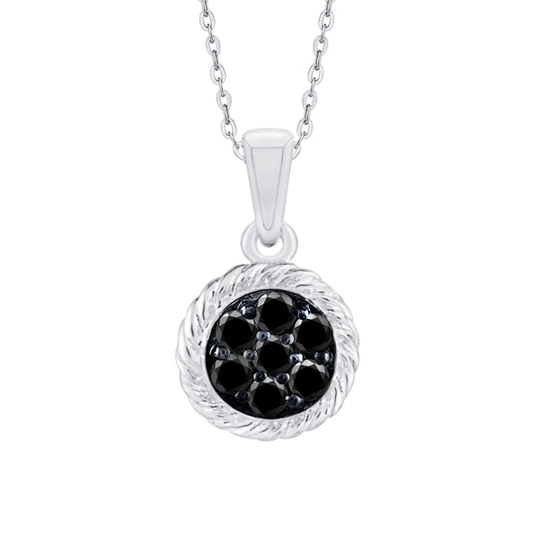 10K White Gold~Black Diamond, Sterling Silver~Black Diamond