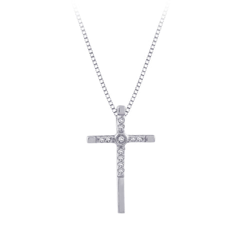 KATARINA 1/20 cttw Diamond Cross Pendant Necklace GH-I2-I3