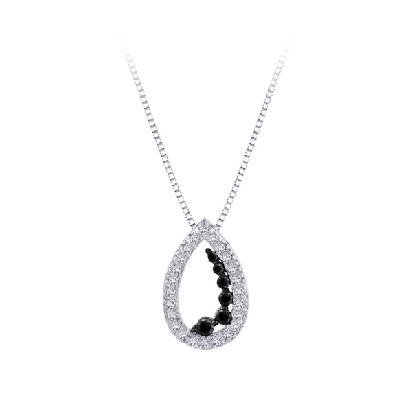 10K White Gold~Black and White Diamond, Sterling Silver~Black and White Diamond