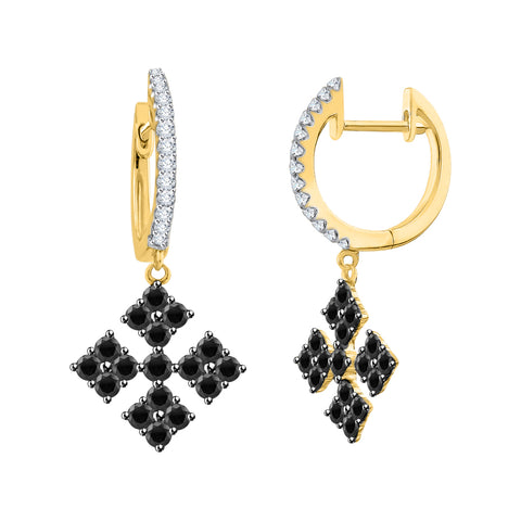 KATARINA Black and White Diamond Dangle Earrings (3/4 cttw)