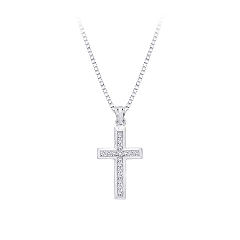 KATARINA GH-I1, 1/4 cttw Channel Set Diamond Cross Pendant Necklace