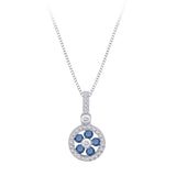 10K White Gold~Blue and White Diamond, Sterling Silver~Blue and White Diamond