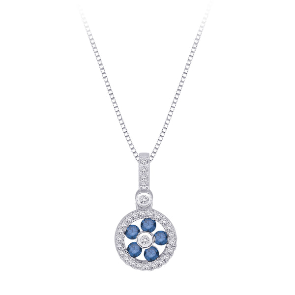 10K White Gold~Blue and White Diamond, Sterling Silver~Blue and White Diamond