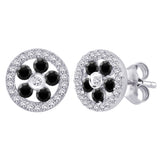 14K White Gold~Black and White Diamond, 10K White Gold~Black and White Diamond, Sterling Silver~Black and White Diamond