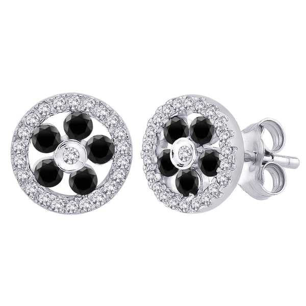 14K White Gold~Black and White Diamond, 10K White Gold~Black and White Diamond, Sterling Silver~Black and White Diamond