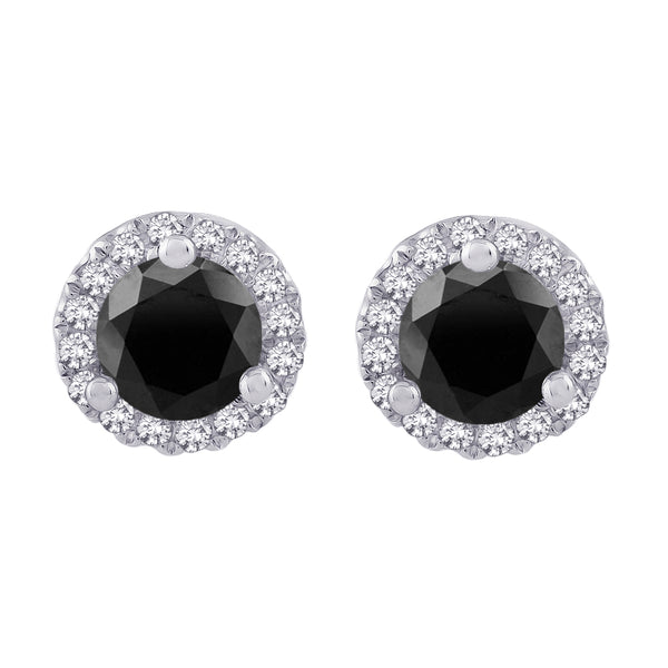 14K White Gold~Black and White Diamond, 10K White Gold~Black and White Diamond, Sterling Silver~Black and White Diamond