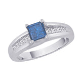 14K White Gold~Blue Diamond