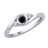 10K White Gold-Black and White Diamond, Sterling Silver~Black and White Diamond