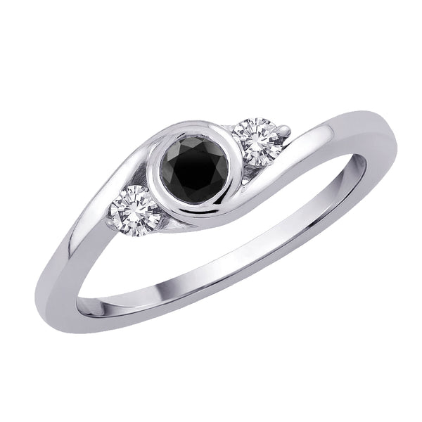 10K White Gold-Black and White Diamond, Sterling Silver~Black and White Diamond