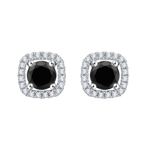KATARINA Black and White Diamond Earrings (1 7/8 cttw)