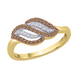 10K Yellow Gold~Brown and White Diamond