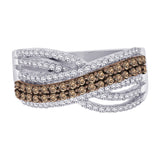 10K White Gold~Brown and White Diamond
