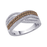 10K White Gold~Brown and White Diamond