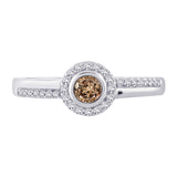 10K White Gold~Brown and White Diamond