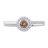 10K White Gold~Brown and White Diamond