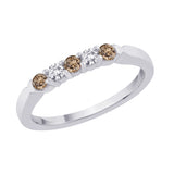 14K White Gold~Brown and White Diamond, 10K White Gold~Brown and White Diamond