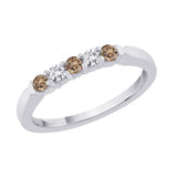 14K White Gold~Brown and White Diamond, 10K White Gold~Brown and White Diamond