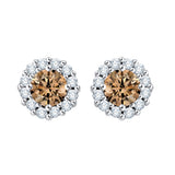 14K White Gold~Brown and White Diamond, 10K White Gold~Brown and White Diamond, Sterling Silver~Brown and White Diamond
