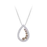 Sterling Silver~Brown and White Diamond