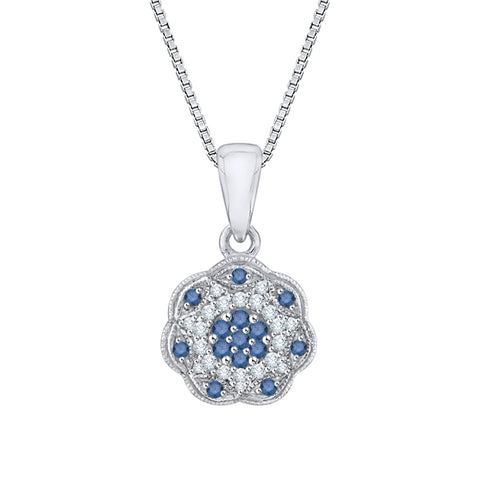 KATARINA Blue and White Diamond Fashion Pendant Necklace (1/5 cttw)
