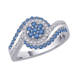 Sterling Silver~Blue and White Diamond