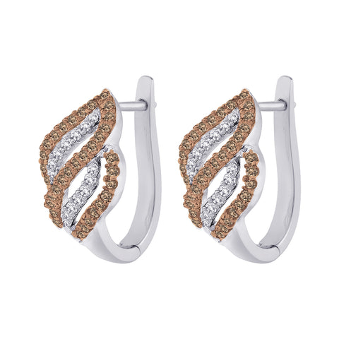 KATARINA Brown and White Diamond Fashion Earrings (1/2 cttw)