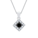 10K White Gold~Black and White Diamond, Sterling Silver~Black and White Diamond