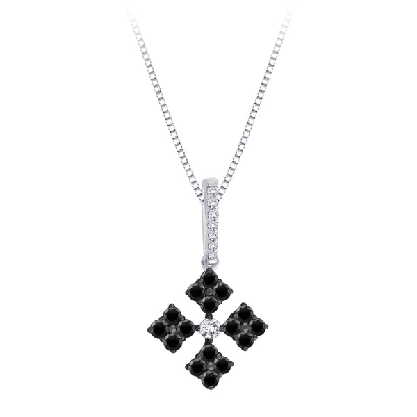 Sterling Silver~Black and White Diamond