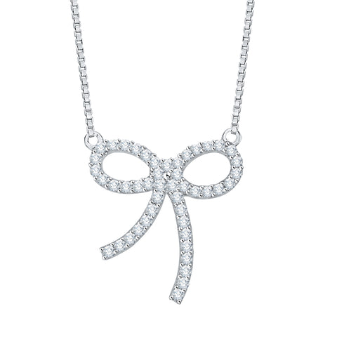 KATARINA Diamond Bow Pendant Necklace (1/4 cttw)