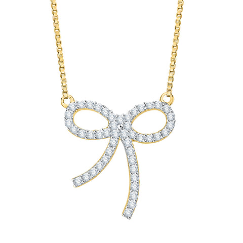 KATARINA Diamond Bow Pendant Necklace (1/4 cttw)