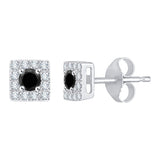 10K White Gold~Black and White Diamond, Sterling Silver~Black and White Diamond