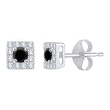 10K White Gold~Black and White Diamond, Sterling Silver~Black and White Diamond