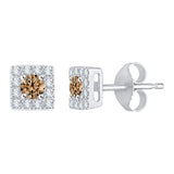 10K White Gold~Brown and White Diamond, Sterling Silver~Brown and White Diamond