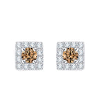 10K White Gold~Brown and White Diamond, Sterling Silver~Brown and White Diamond