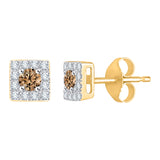10K Yellow Gold~Brown and White Diamond